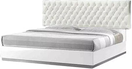3 Piece Modern Bedroom Furniture Set, California King Platform Bed with 2x Nightstand, White Lacquer Finish