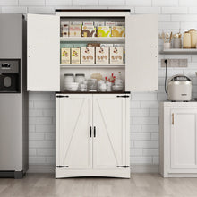 Load image into Gallery viewer, 71" Tall Farmhouse Kitchen Pantry Cabinet, 5 Layers Storage Cabinet with Adjustable Shelves, Farmhouse Pantry Cabinet with 4 Barn Doors