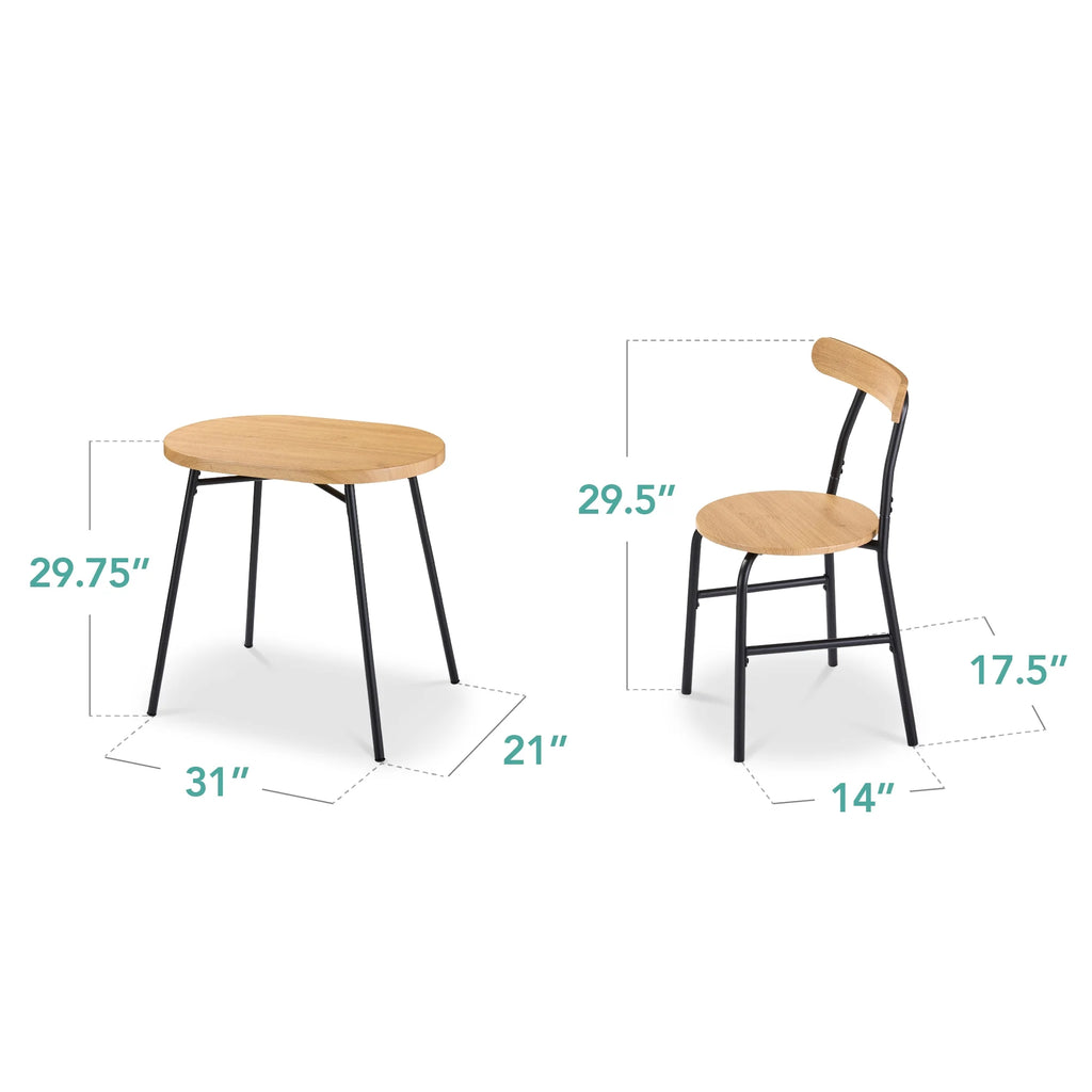 Best Choice Products 3 Piece Modern Oval Dining Table Set, Small Kitchen Dinette W/ 2 Chairs Black/Black