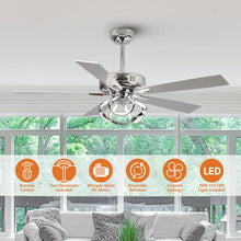 Load image into Gallery viewer, Parrot Uncle 52 - Inch Contemporary Chrome Ceiling Fan with Integrated LED Lights and Remote Control