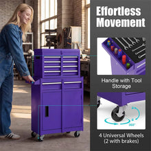 Load image into Gallery viewer, 2 - in - 1 Rolling Tool Chest, 5-Drawer Tool Storage Cabinet with Wheels, Adjustable Shelf, Tool Box Organizer for Garage Warehouse Workshop