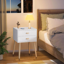 Load image into Gallery viewer, Syngar Nightstand Set of 2, Modern Bedside Tables with 2 Drawers, Storage Shelf and Wood Handles, White Bedroom Furniture
