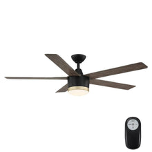 Load image into Gallery viewer, Merwry 56 in. Integrated LED Indoor/Outdoor Matte Black Ceiling Fan with Light