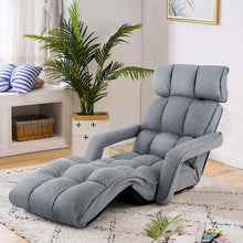 Load image into Gallery viewer, 6 - Position Adjustable Floor Sofa Bed, Folding Lazy Sofa Chaise Lounger Recliner with Armrests &amp; Footrests for Living Room, Bedroom &amp; Gaming