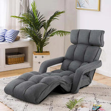 Load image into Gallery viewer, 6 - Position Adjustable Floor Sofa Bed, Folding Lazy Sofa Chaise Lounger Recliner with Armrests &amp; Footrests for Living Room, Bedroom &amp; Gaming