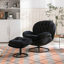 Load image into Gallery viewer, Velvet Swivel Accent Chair with Ottoman, Modern Chaise Lounge Chair with Metal Frame and Footstool, Comfy Armchair Reading Chair