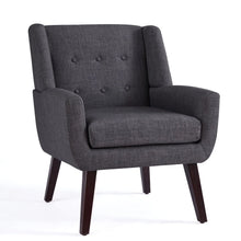 Load image into Gallery viewer, HUIMO Accent Chair, Button Tufted Upholstered Living Room Chairs, Mid Century Modern Comfy Reading Chairs for Bedroom, Living Room, Beige