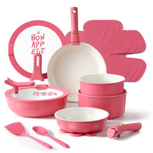 Load image into Gallery viewer, Carote 18 Pcs Ceramic Nonstick Cookware Set, Pots and Pans Set with Detachable Handles, Oven/Dishwasher Safe, Stackable Kitchen Cooking Set, White