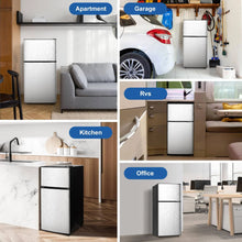 Load image into Gallery viewer, 3.5 Cu.ft Mini Fridge Freezer, 2 Door Small Refrigerator, 7 Level Adjustable Thermostat Freezer Fridge for Living Room, Kitchen and Apartment, Sivelr