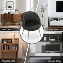 Load image into Gallery viewer, Monibloom Velvet Accent Chair, Modern Upholstered Single Sofa Side Chair, Comfy Barrel Club Living Room Armchair with Golden Metal Legs