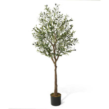 Load image into Gallery viewer, Fencer Wire 5 ft. Green Artificial Olive Tree, Faux Plant in Pot for Indoor Home Office Modern Decoration Housewarming Gift