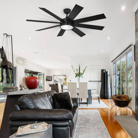 Moasis Matte Black 60 - in 8 - Blade LED Ceiling Fan with Remote Control - 60