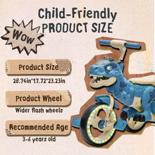 Load image into Gallery viewer, Xuanlur Kids Ride on Dinosaur Tricycle, Toddlers Kid Trike with Wide Flash Wheels, Anti - Slip Pedals, Rear Basket, Music &amp; LED Lights, Toddler Bike
