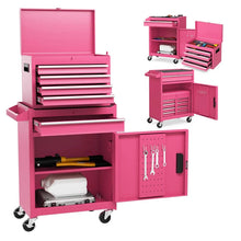 Load image into Gallery viewer, 2 - in - 1 Rolling Tool Chest, 5-Drawer Tool Storage Cabinet with Wheels, Adjustable Shelf, Tool Box Organizer for Garage Warehouse Workshop