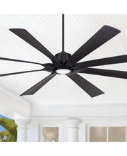 Load image into Gallery viewer, Possini Euro Design 80" Defender Modern Industrial Outdoor Ceiling Fan with Dimmable LED Light Remote Control Matte Black Damp Rated for Patio