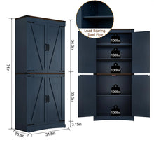 Load image into Gallery viewer, 71" Tall Farmhouse Kitchen Pantry Cabinet, 5 Layers Storage Cabinet with Adjustable Shelves, Farmhouse Pantry Cabinet with 4 Barn Doors