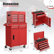 Load image into Gallery viewer, 2 - in - 1 Rolling Tool Chest, 5-Drawer Tool Storage Cabinet with Wheels, Adjustable Shelf, Tool Box Organizer for Garage Warehouse Workshop