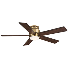 Load image into Gallery viewer, Casa Vieja 52" Grand Palm Indoor Outdoor Ceiling Fan 5 Blade LED Light Remote Control Soft Brass Finish Bedroom Hugger Damp Rated