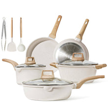 Load image into Gallery viewer, Carote Pots and Pans Set Nonstick, White Granite Induction Kitchen Cookware Sets, 11 Pcs Non Stick Cooking Set w/Frying Pans &amp; Saucepans(PFOS, PFOA
