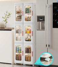Load image into Gallery viewer, Slim Kitchen Pantry Storage Cabinet with Doors and Shelves, 3 - Tiers Plastic Narrow Storage Organizer Collapsible
