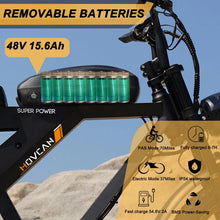Load image into Gallery viewer, Movcan V30 Electric Bike for Adult, 1000W 20" Fat Tire 48V 15.6AH Removable Battery, 28MPH 7-Speed Disc Brake Off - Road Mountain Ebike UL2849