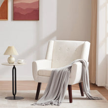 Load image into Gallery viewer, HUIMO Accent Chair, Button Tufted Upholstered Living Room Chairs, Mid Century Modern Comfy Reading Chairs for Bedroom, Living Room, Beige