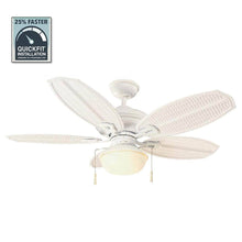 Load image into Gallery viewer, Hampton Bay Palm Beach III 48 in. LED Indoor/Outdoor Matte White Ceiling Fan with Light Kit