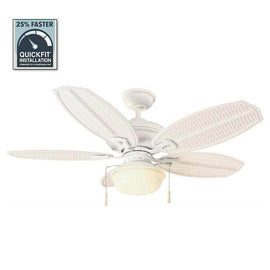 Hampton Bay Palm Beach III 48 in. LED Indoor/Outdoor Matte White Ceiling Fan with Light Kit