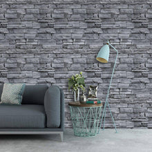 Load image into Gallery viewer, QIMAY Grey Brick Wallpaper Peel and Stick Wallpaper 17.7"x236"3D Brick Self Adhesive Removable Wallpaper Waterproof Stick On Wallpaper Backsplash