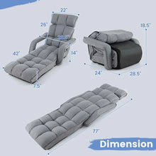 Load image into Gallery viewer, 6 - Position Adjustable Floor Sofa Bed, Folding Lazy Sofa Chaise Lounger Recliner with Armrests &amp; Footrests for Living Room, Bedroom &amp; Gaming