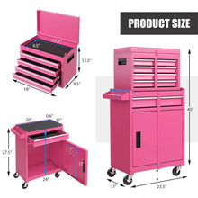 Load image into Gallery viewer, 2 - in - 1 Rolling Tool Chest, 5-Drawer Tool Storage Cabinet with Wheels, Adjustable Shelf, Tool Box Organizer for Garage Warehouse Workshop