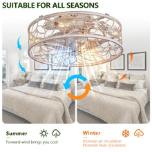Load image into Gallery viewer, QHTX 18 - Inch White Vintage Caged Ceiling Fan with Remote Control