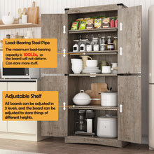 Load image into Gallery viewer, 71" Tall Farmhouse Kitchen Pantry Cabinet, 5 Layers Storage Cabinet with Adjustable Shelves, Farmhouse Pantry Cabinet with 4 Barn Doors