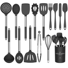 Load image into Gallery viewer, Silicone Cooking Utensil Set, Umite Chef 15pcs Silicone Cooking Kitchen Utensils Set, Non - Stick - Best Kitchen Cookware with Stainless Steel Handle