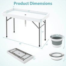 Load image into Gallery viewer, Costway 4 Foot Ice Cooler Folding Table Outdoor Portable Ice Bin Table with Large Sink