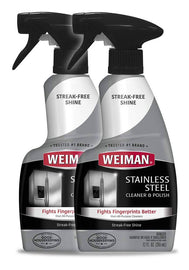Weiman Stainless Steel Cleaner and Polish 12 Ounce (2 Pack) Removes Fingerprints, Residue, Water Marks and Grease from Appliances Refrigerators