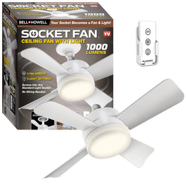 Socket Ceiling Fan with Warm Light and Remote Control 1000 Lumens - Bell + Howell