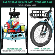 Load image into Gallery viewer, ABORON 3.0 Fat Tire Electric Trike for Senior Foldable E - Bike, 500W Motorized Tricycle Adult 20" Folding 3 Wheel Electric Commute Bike Trike W/48V