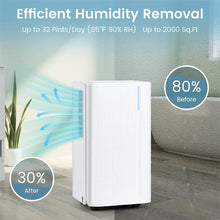 Load image into Gallery viewer, 32 Pint Dehumidifier with 3.3FT Drain Hose, 24H Timer &amp; 3-Color Indicator, 2000 Sq.Ft Portable Dehumidifier for Basement, Bedroom, Bathroom