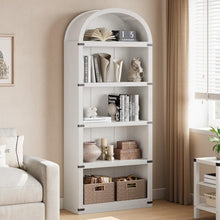 Load image into Gallery viewer, Bookcase 5 Shelf Arched Bookshelf 71.65in Tall Bookcase Farmhouse Display Storage Rack Wooden Bookshelves for Home Office, Living Room(White)
