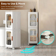 Load image into Gallery viewer, Slim Kitchen Pantry Storage Cabinet with Doors and Shelves, 3 - Tiers Plastic Narrow Storage Organizer Collapsible
