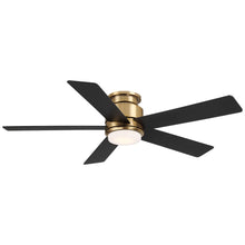 Load image into Gallery viewer, Casa Vieja 52" Grand Palm Indoor Outdoor Ceiling Fan 5 Blade LED Light Remote Control Soft Brass Finish Bedroom Hugger Damp Rated