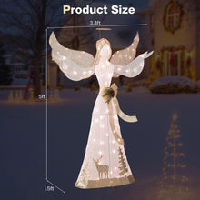 Load image into Gallery viewer, Tangkula 5 FT Lighted Christmas Angel, Outdoor Pre - lit 3D Glittered Angel with 100 Warm White Lights
