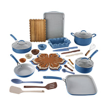 Load image into Gallery viewer, The Pioneer Woman Sutton 34-Piece Ceramic Nonstick Cookware and Bakeware Set, Blue