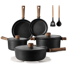 Load image into Gallery viewer, Carote 13-Pcs Nonstick Cookware Sets, Pots and Pans with Stay - Cool Handles, Induction Compatible Kitchen Set, (Black)