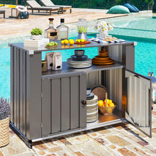 Load image into Gallery viewer, AECOJOY Outdoor Grill Table with Storage Cabinet Weatherproof, Outdoor Kitchen Island, Grill Cabinet Cart with Storage