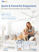 Load image into Gallery viewer, Zardon 52 in Black Ceiling Fan with LED Light and Remote, Downrod 6-Speed and Quiet Reversible DC Motor for Bedroom, Living Room, Indoor