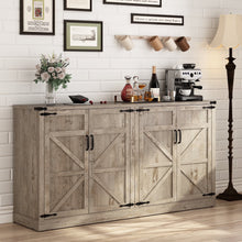Load image into Gallery viewer, 71" Tall Farmhouse Kitchen Pantry Cabinet, 5 Layers Storage Cabinet with Adjustable Shelves, Farmhouse Pantry Cabinet with 4 Barn Doors