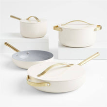 Load image into Gallery viewer, Caraway Home 7-Piece Cream Ceramic Non - Stick Cookware Set with Gold Hardware