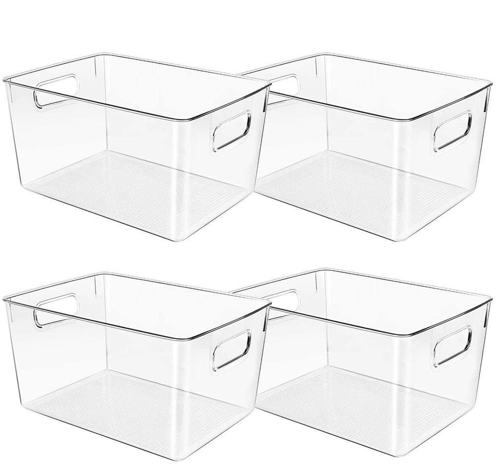 Control Kitchen Clear Plastic Storage Bins, Perfect for Kitchen Organization or Pantry Organization and Storage, Fridge Organizer, Clear Storage